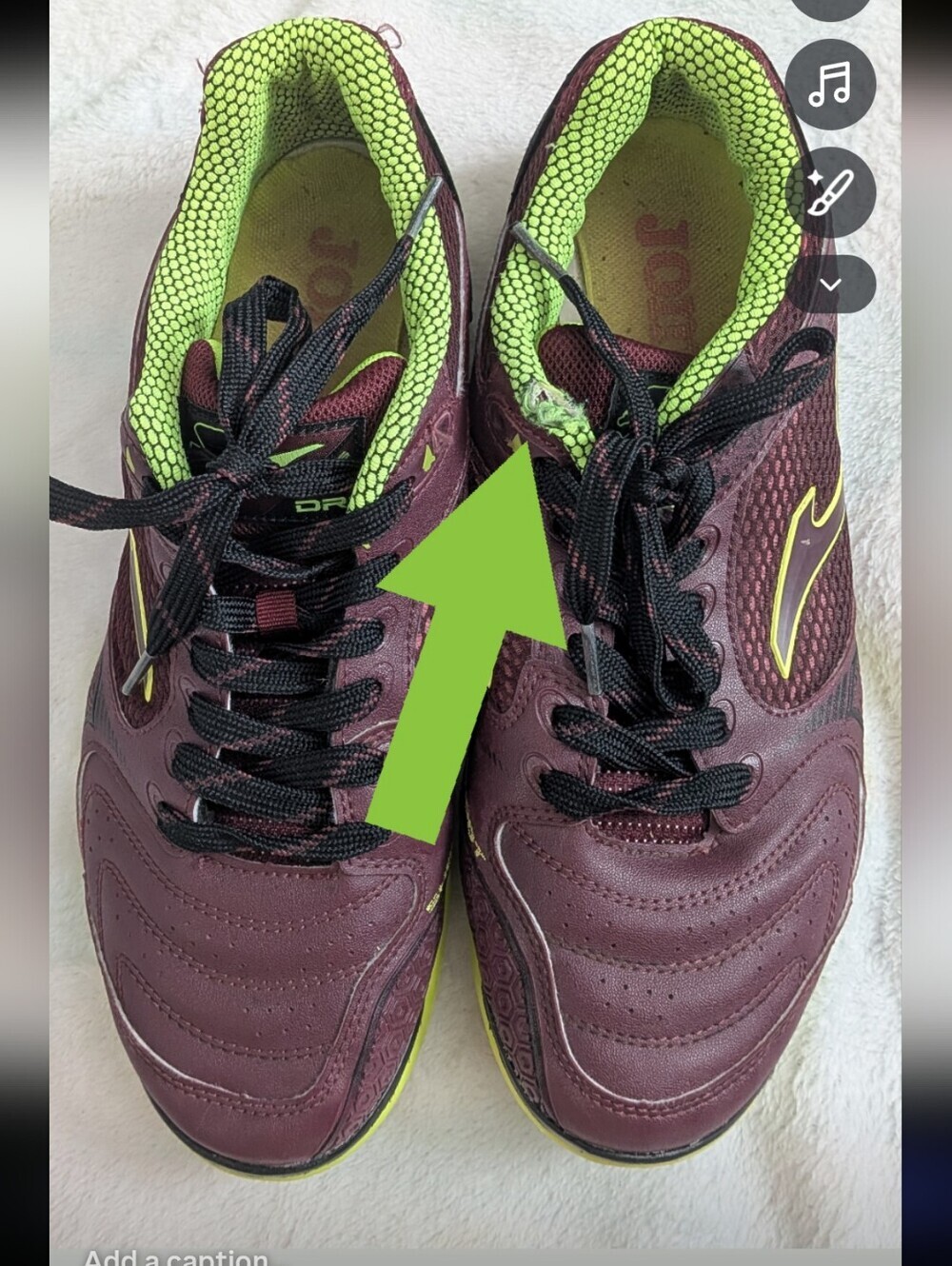 Joma Men's Athletic Sneakers in Burgundy with Lime Accents Size 9.5